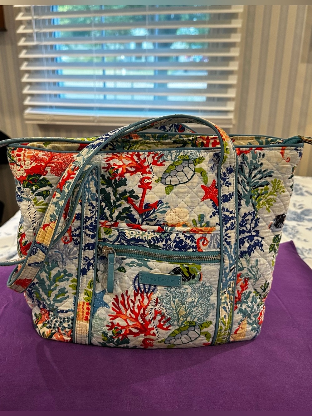 Vera Bradley Quilted Vera Tote in Shore Thing ocean theme pattern
